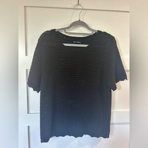 Gap Knit Black Crochet Sweater Short Sleeve Sweater Size Medium Tall